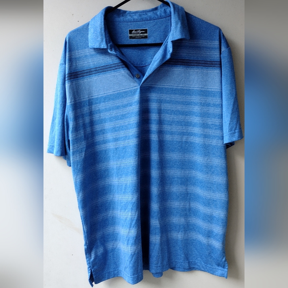 Ben Hogan Men’s Golf Polo Shirt Performance Short Sleeve  Blue stripe , Size L